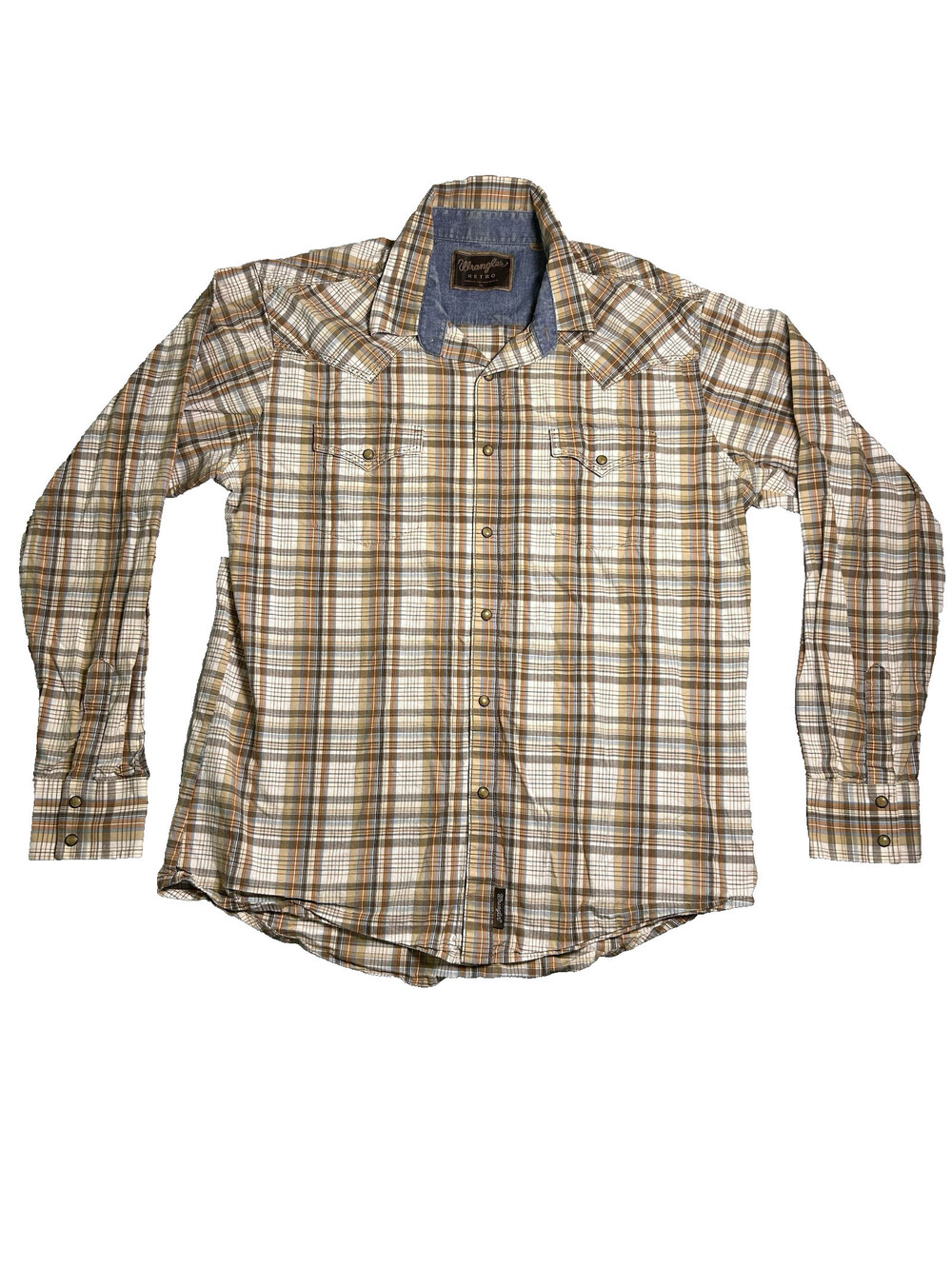 Wrangler Retro Western Pearl Snap Shirt Mens XL Rodeo Cowboy Country Southwest
